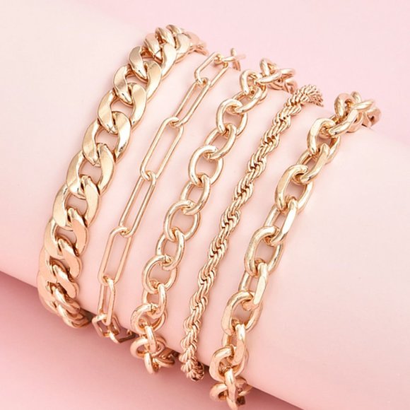 "Off The Chain" Gold  5PC Bracelet Set - Picture 4 of 4